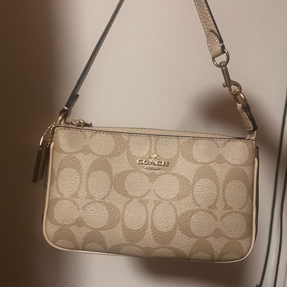 Coach Tan Shoulder Bag with Signature Pattern